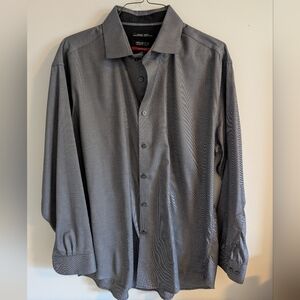 Izod Men's Charcoal Patterned Long-Sleeve Dress Shirt